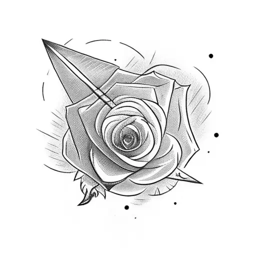 a dart arrow with a black and red rose on top instead of the flight tattoo design idea