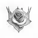 a dart arrow with a black and red rose on top instead of the flight tattoo design idea