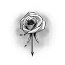 a dart arrow with a black and red rose on top instead of the flight tattoo design idea