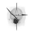 a dart arrow with a black and red rose on top instead of the flight tattoo design idea