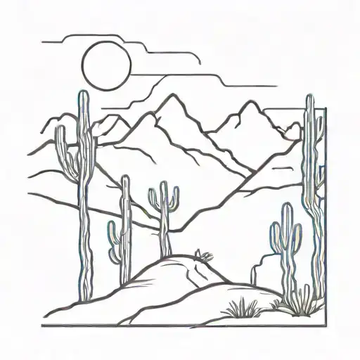 horror desert scene tattoo design idea