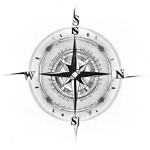 compass rose, water, rugby with name patches tattoo design idea