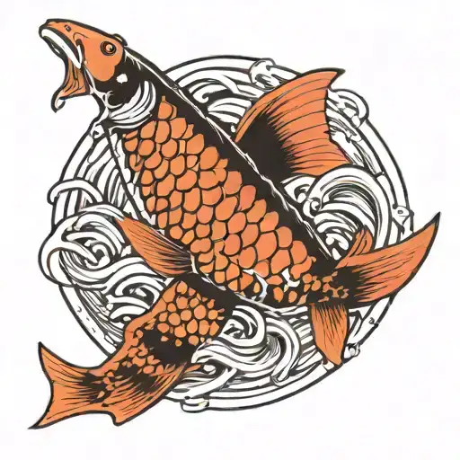 carps swimming in circle tattoo design idea