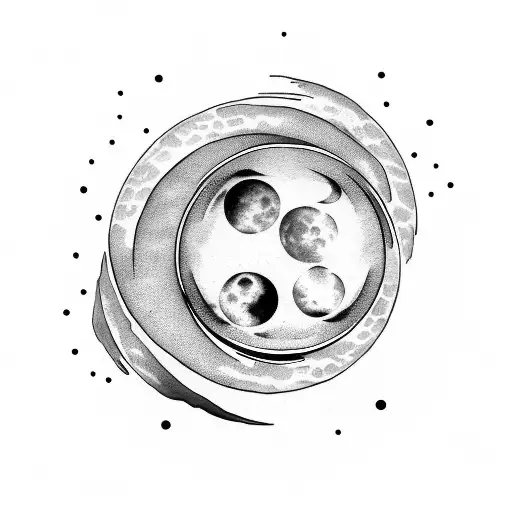 moon phases on ribs tattoo design idea