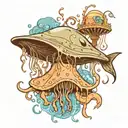 sting ray and jellyfish floating tattoo design idea