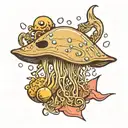 sting ray and jellyfish floating tattoo design idea