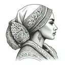 Silent hijabi girl side profile tattoo design idea