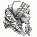 Silent hijabi girl side profile tattoo design idea