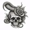 skull and snake tattoo design idea