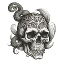 skull and snake tattoo design idea