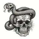 skull and snake tattoo design idea