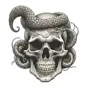 skull and snake tattoo design idea