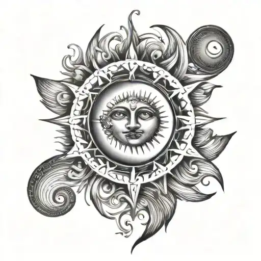 Sun Moon Opposites tattoo design idea