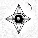 geometrical, abstract represantation of the solar system, all symbols allinged so they form a straight line tattoo design idea