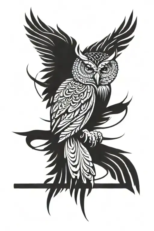 owl flying tattoo design idea