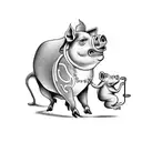 pig with a monkey, with a rat, with a horse,  with a snake,  with a pig  tattoo design idea