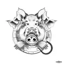 pig with a monkey, with a rat, with a horse,  with a snake,  with a pig  tattoo design idea