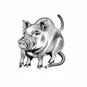 pig with a monkey, with a rat, with a horse,  with a snake,  with a pig  tattoo design idea