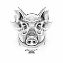 pig monkey rat horse snake pig tattoo design idea