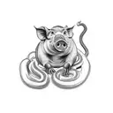 pig monkey rat horse snake pig tattoo design idea