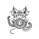 pig,monkey, rat, horse,  snake, pig  tattoo design idea