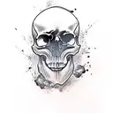 skull with melting face tattoo design idea