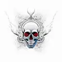 skull with melting face tattoo design idea