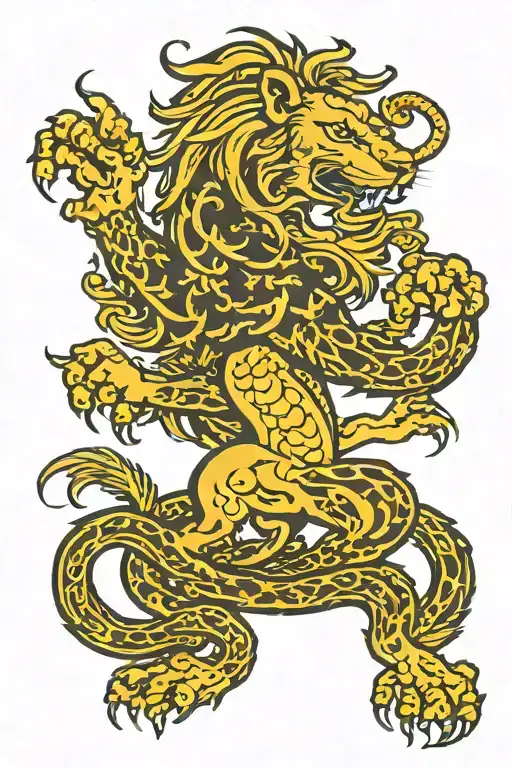Scottish lion rampant and gadsden flag snake crawling tattoo design idea