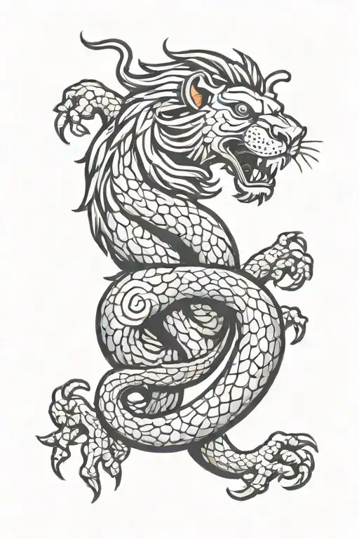 Scottish lion rampant and gadsden flag snake crawling tattoo design idea