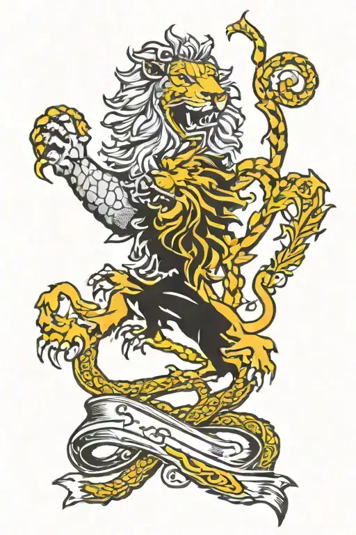 Scottish lion rampant and gadsden flag snake tattoo tattoo design idea