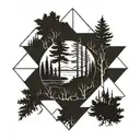 NATURE FOCUSED WITH SOME PINE TREES A RIVER OR A lake. I WANT IT TO SHOW THE HEALING POWERS OF NATURE trees with roots  tattoo design idea