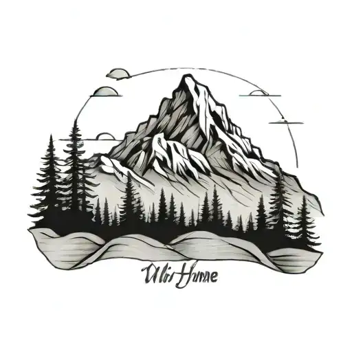 mountain outline with the words "with you I am home" on the up slopes  tattoo design idea