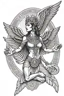 goddess Isis with wings spread tattoo design idea
