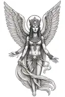 goddess Isis with wings spread tattoo design idea