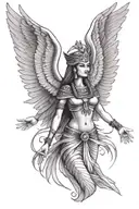 goddess Isis with wings spread tattoo design idea