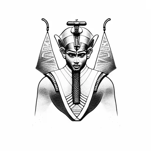 A dotwork tattoo of an Egyptian pharaoh practicing jiu-jitsu tattoo design idea