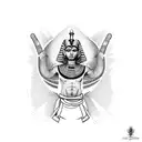 A dotwork tattoo of an Egyptian pharaoh practicing jiu-jitsu tattoo design idea