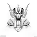 A dotwork tattoo of an Egyptian pharaoh practicing jiu-jitsu tattoo design idea