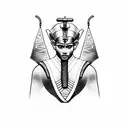 A dotwork tattoo of an Egyptian pharaoh practicing jiu-jitsu tattoo design idea