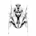 A dotwork tattoo of an Egyptian pharaoh practicing jiu-jitsu tattoo design idea