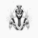 A dotwork tattoo of an Egyptian pharaoh practicing jiu-jitsu tattoo design idea