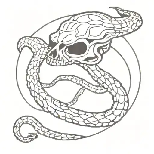 snake and skull tattoo design idea