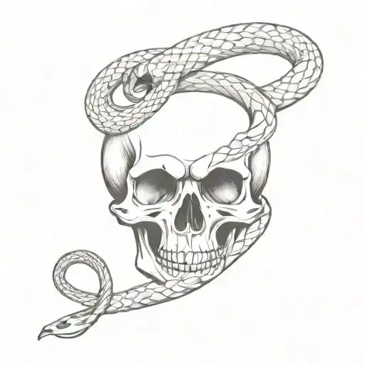 snake and skull tattoo design idea