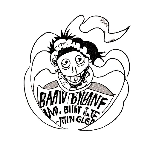 Brook of one piece and a lettering of "im glad to be alive tattoo design idea