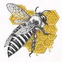 bee and honeycomb pattern tattoo design idea