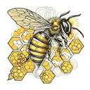 bee and honeycomb pattern tattoo design idea