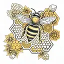 bee and honeycomb pattern tattoo design idea