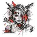 Anger, sadness, a very beautiful girl, the sea, loneliness, colored tattoo, beautiful eyes, love correspondence on a soc tattoo design idea