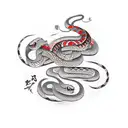 snake and Oni Mask tattoo design idea