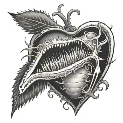 Venus flytrap eating heart shape tattoo design idea